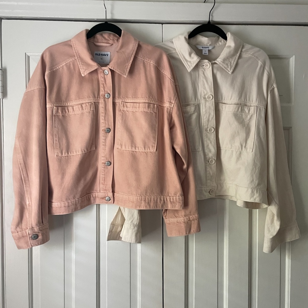 Set of 2 Old Navy Boxy Crop Utility Jackets Size XL